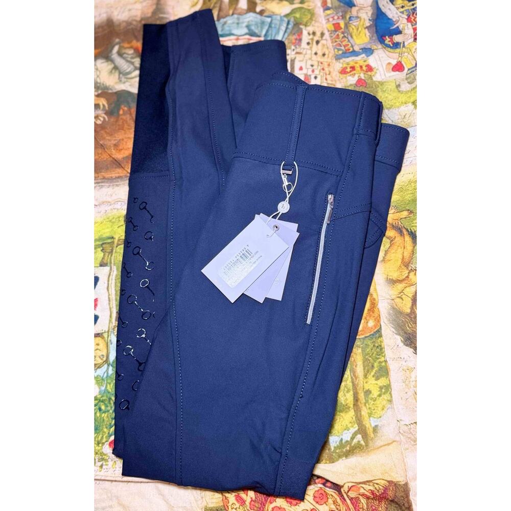 Horze Andrea High Waist Knee Patch Riding Tights Breeches US 24 EU 36 NWT Blue - Picture 4 of 15